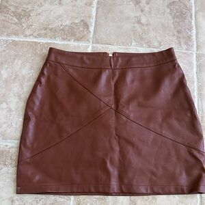 Guanyy Brown Faux Leather Skirt Large